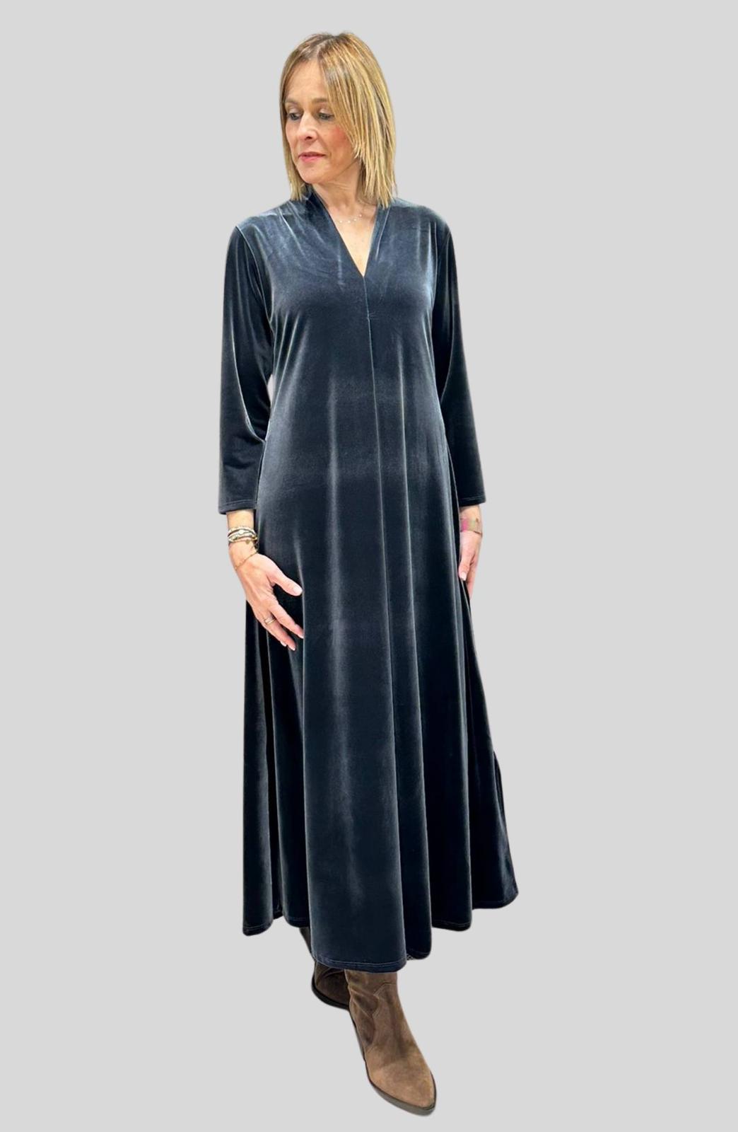Vestido de Terciopelo color gris - Imagen 2