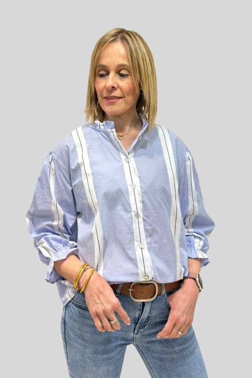 Blusa celeste-blanco-azul
