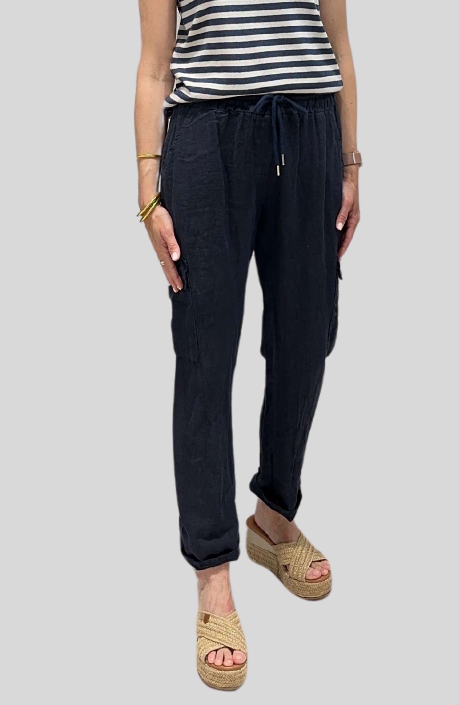 Pantalón lino Cargo